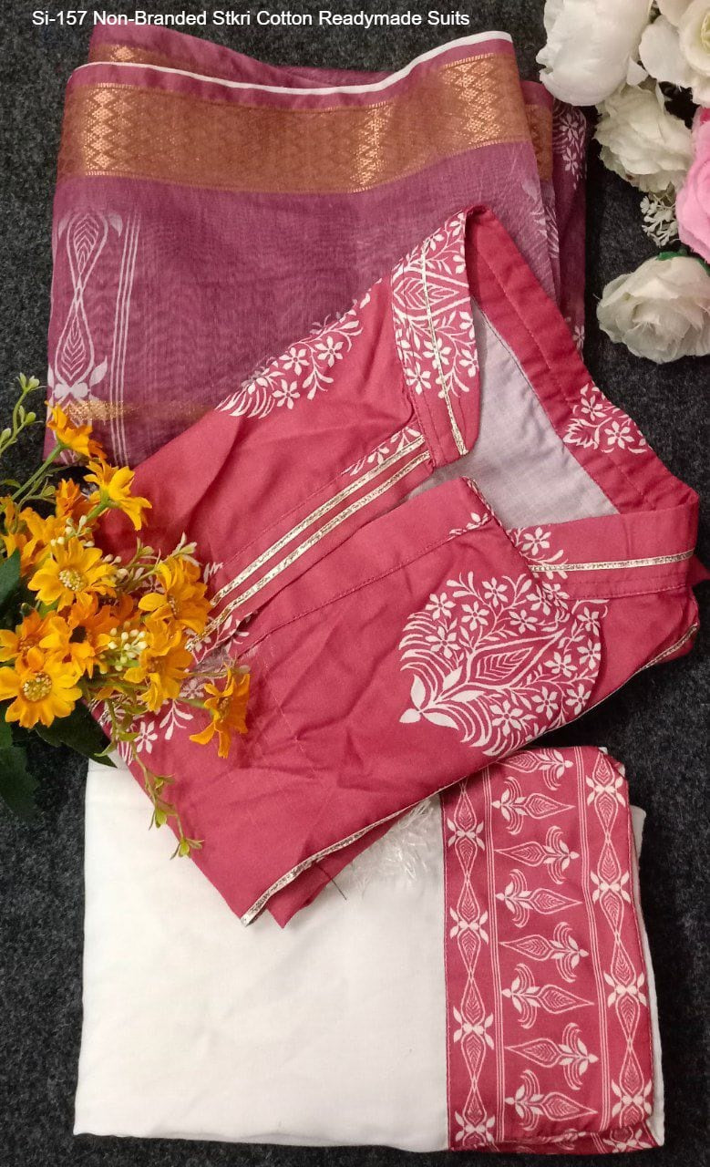 Si-157 Non-Branded Stkri Cotton Readymade Suits