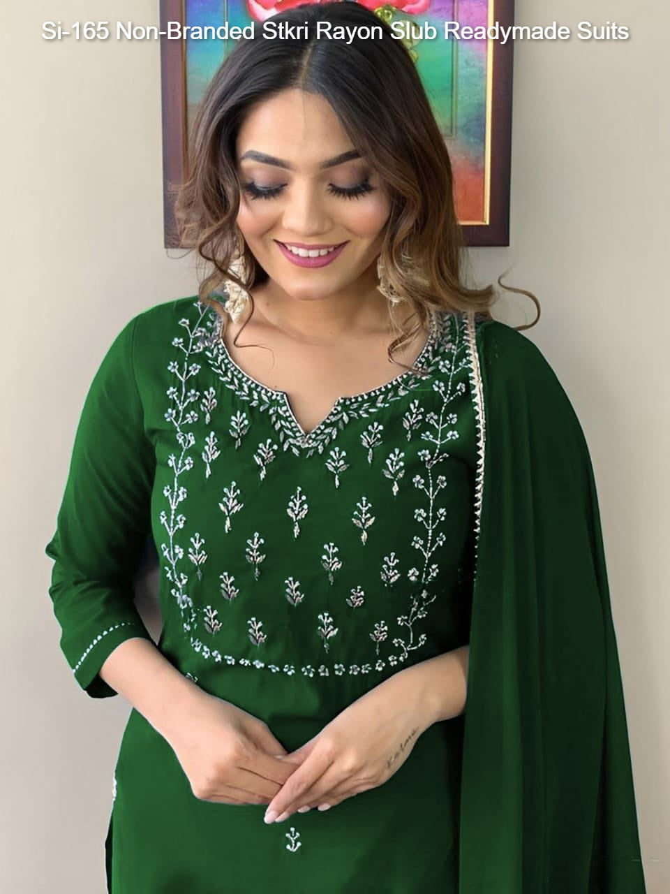 Si-165 Non-Branded Stkri Rayon Slub Readymade Suits