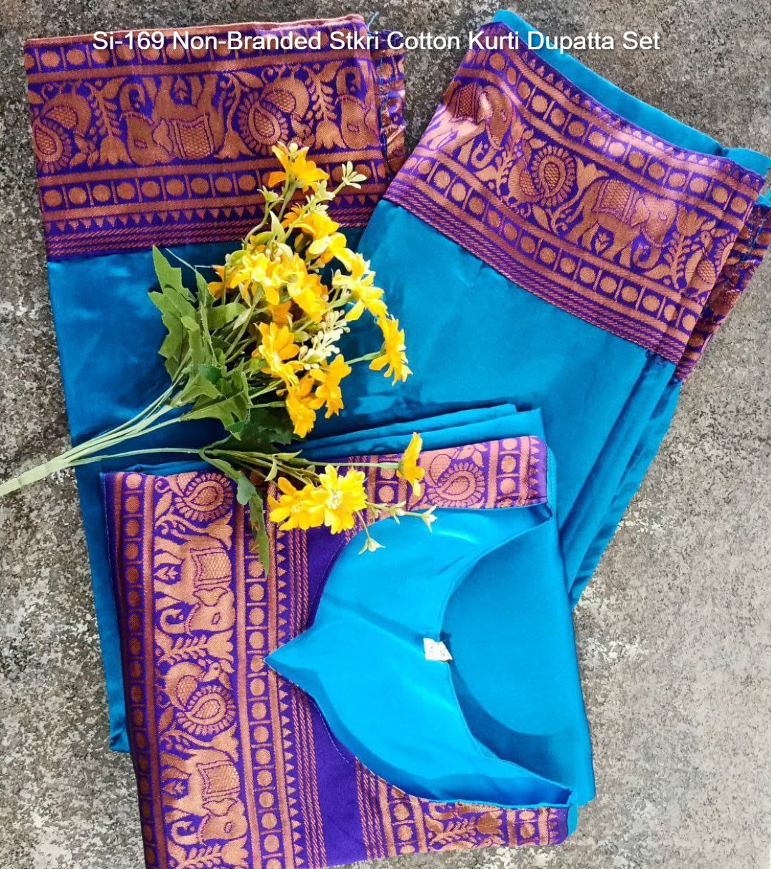 Si-169 Non-Branded Stkri Cotton Kurti Dupatta Set