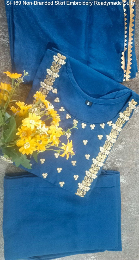 Si-169 Non-Branded Stkri Embroidery Readymade Suits