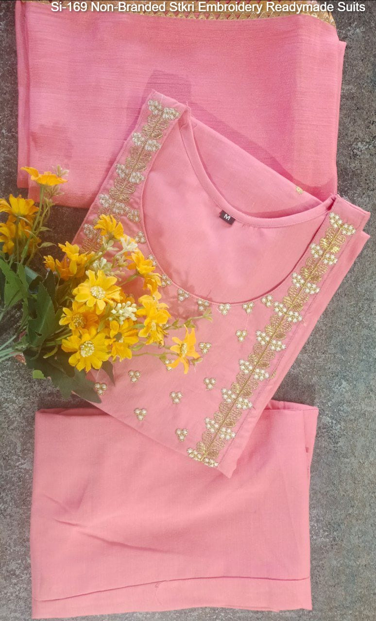 Si-169 Non-Branded Stkri Embroidery Readymade Suits
