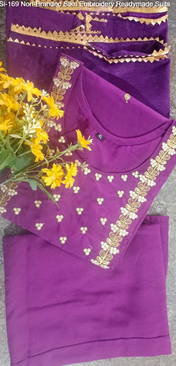 Si-169 Non-Branded Stkri Embroidery Readymade Suits