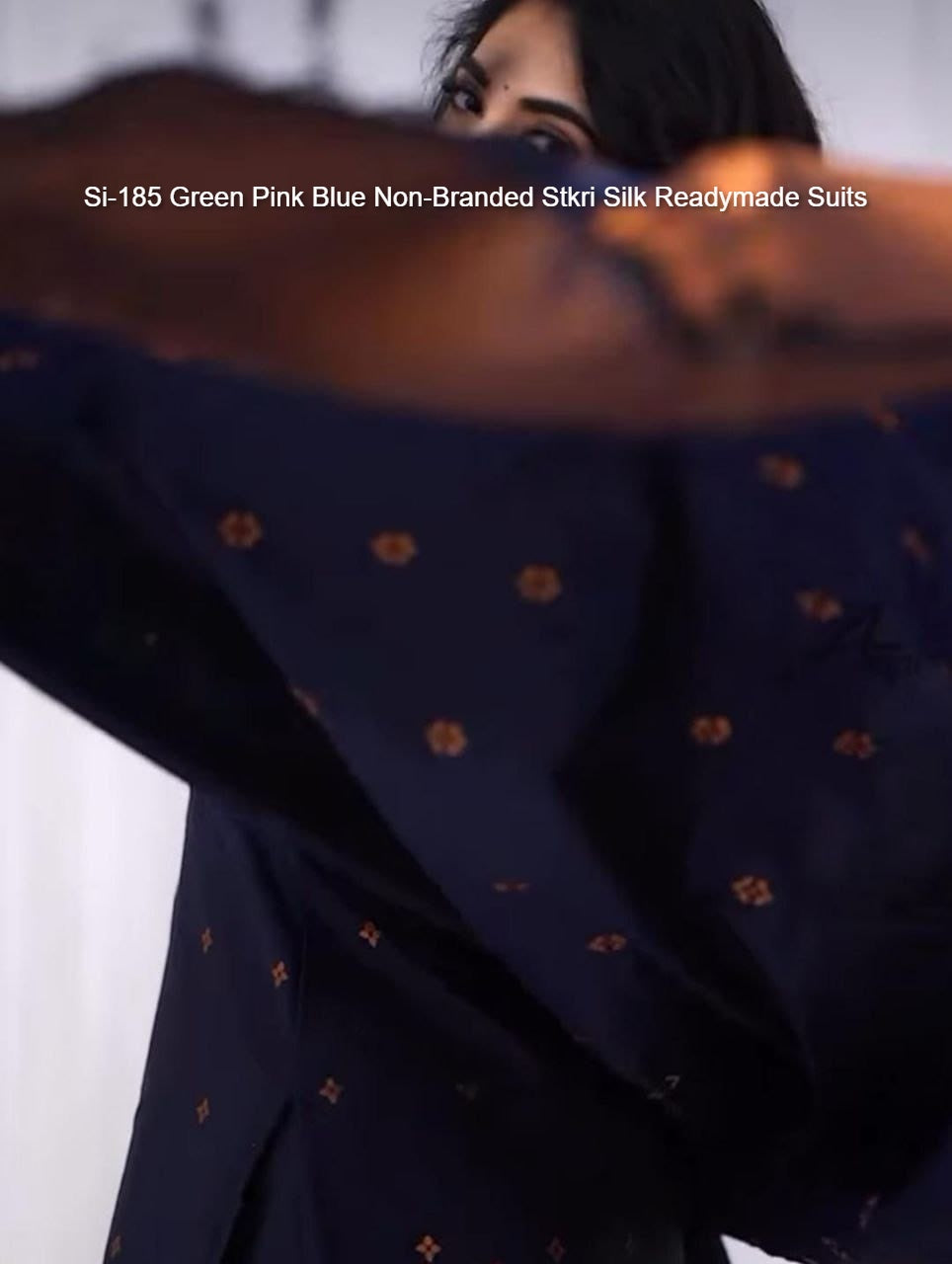 Si-185 Green Pink Blue Non-Branded Stkri Silk Readymade Suits