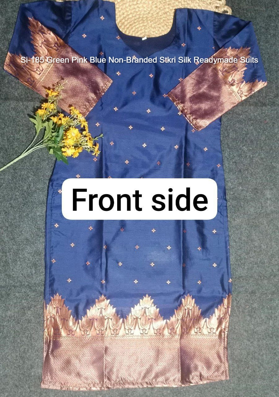 Si-185 Green Pink Blue Non-Branded Stkri Silk Readymade Suits