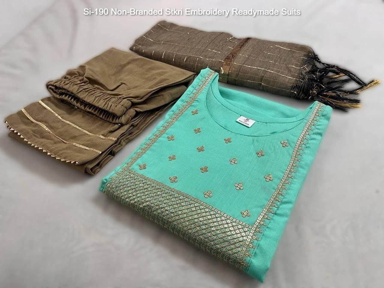 Si-190 Non-Branded Stkri Embroidery Readymade Suits