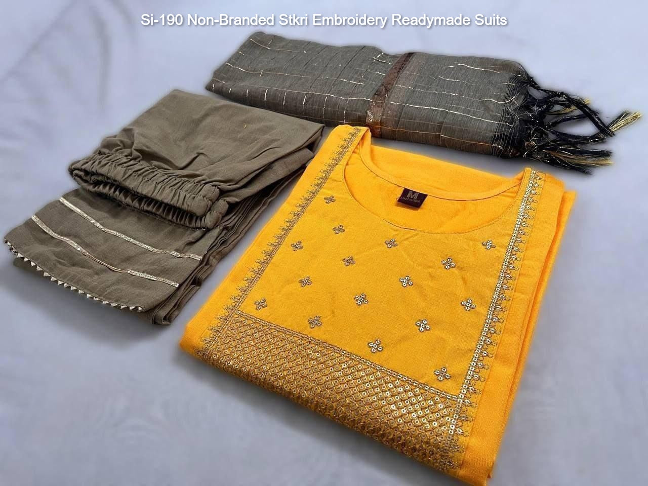 Si-190 Non-Branded Stkri Embroidery Readymade Suits