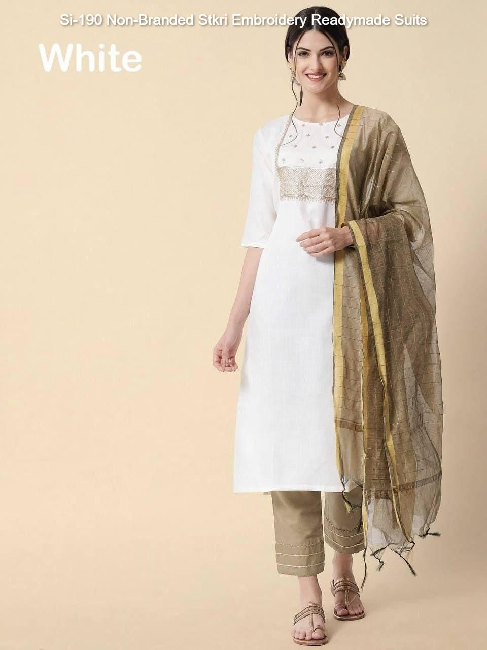 Si-190 Non-Branded Stkri Embroidery Readymade Suits