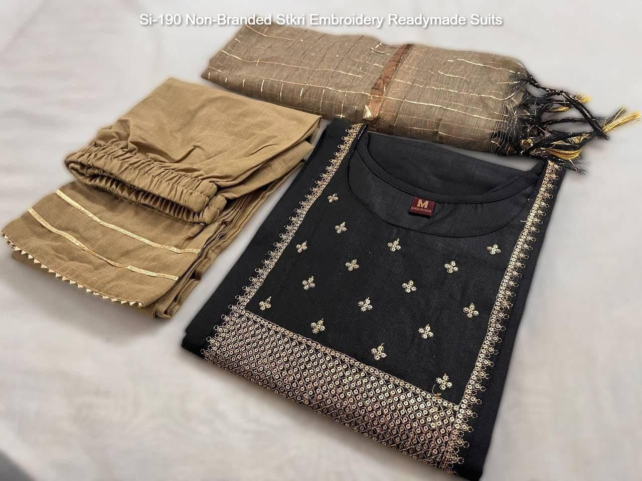 Si-190 Non-Branded Stkri Embroidery Readymade Suits