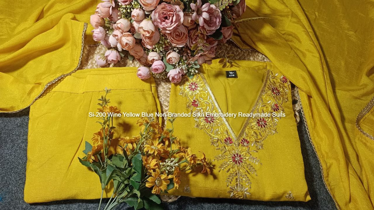 Si-200 Wine Yellow Blue Non-Branded Stkri Embroidery Readymade Suits