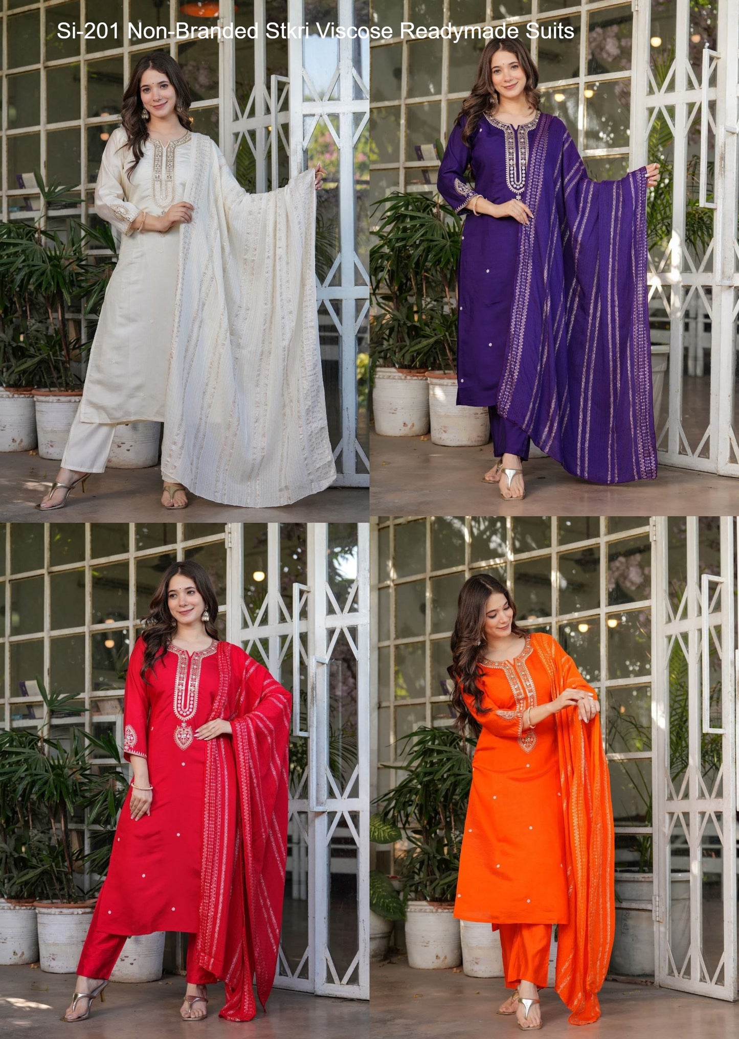 Si-201 Non-Branded Stkri Viscose Readymade Suits