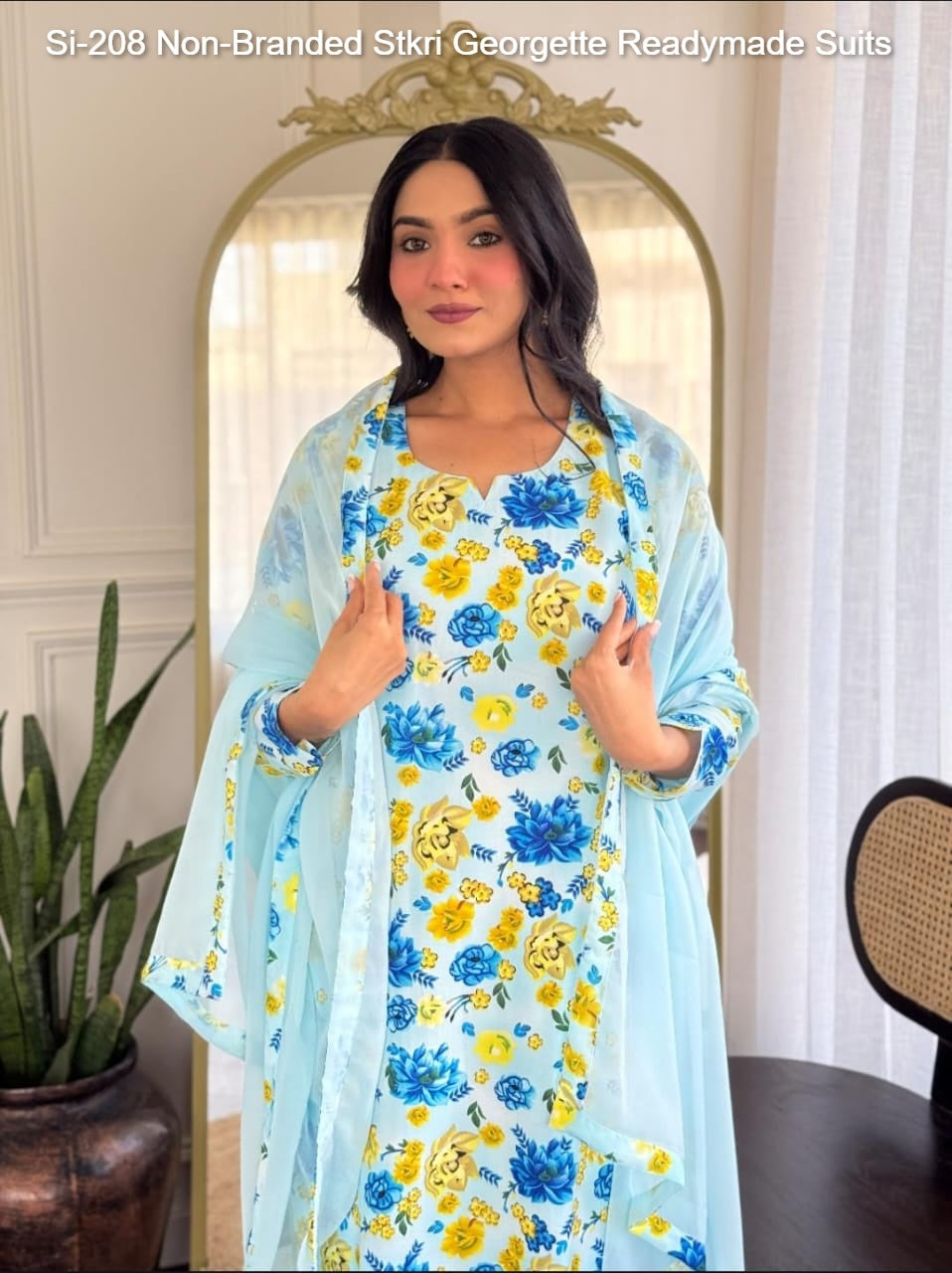 Si-208 Non-Branded Stkri Georgette Readymade Suits