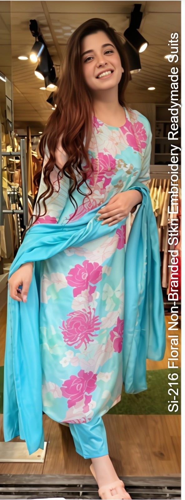 Si-216 Floral Non-Branded Stkri Embroidery Readymade Suits