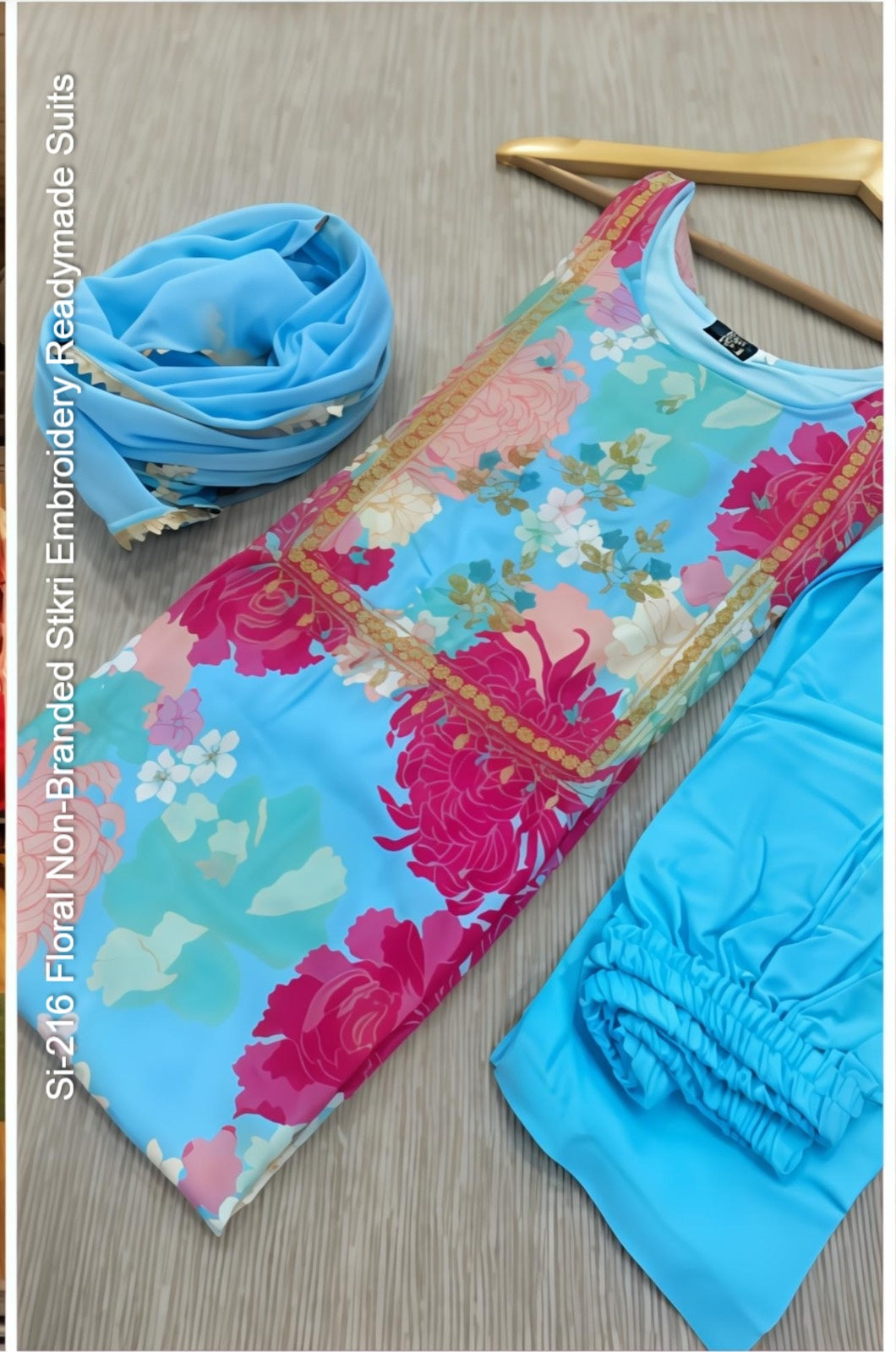 Si-216 Floral Non-Branded Stkri Embroidery Readymade Suits