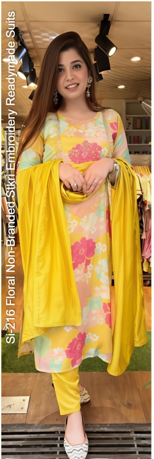Si-216 Floral Non-Branded Stkri Embroidery Readymade Suits