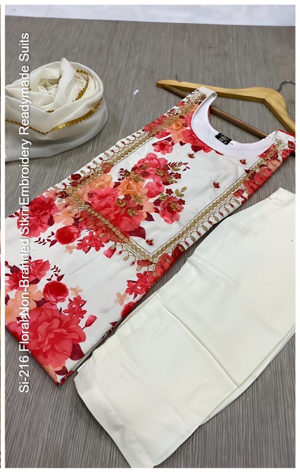 Si-216 Floral Non-Branded Stkri Embroidery Readymade Suits