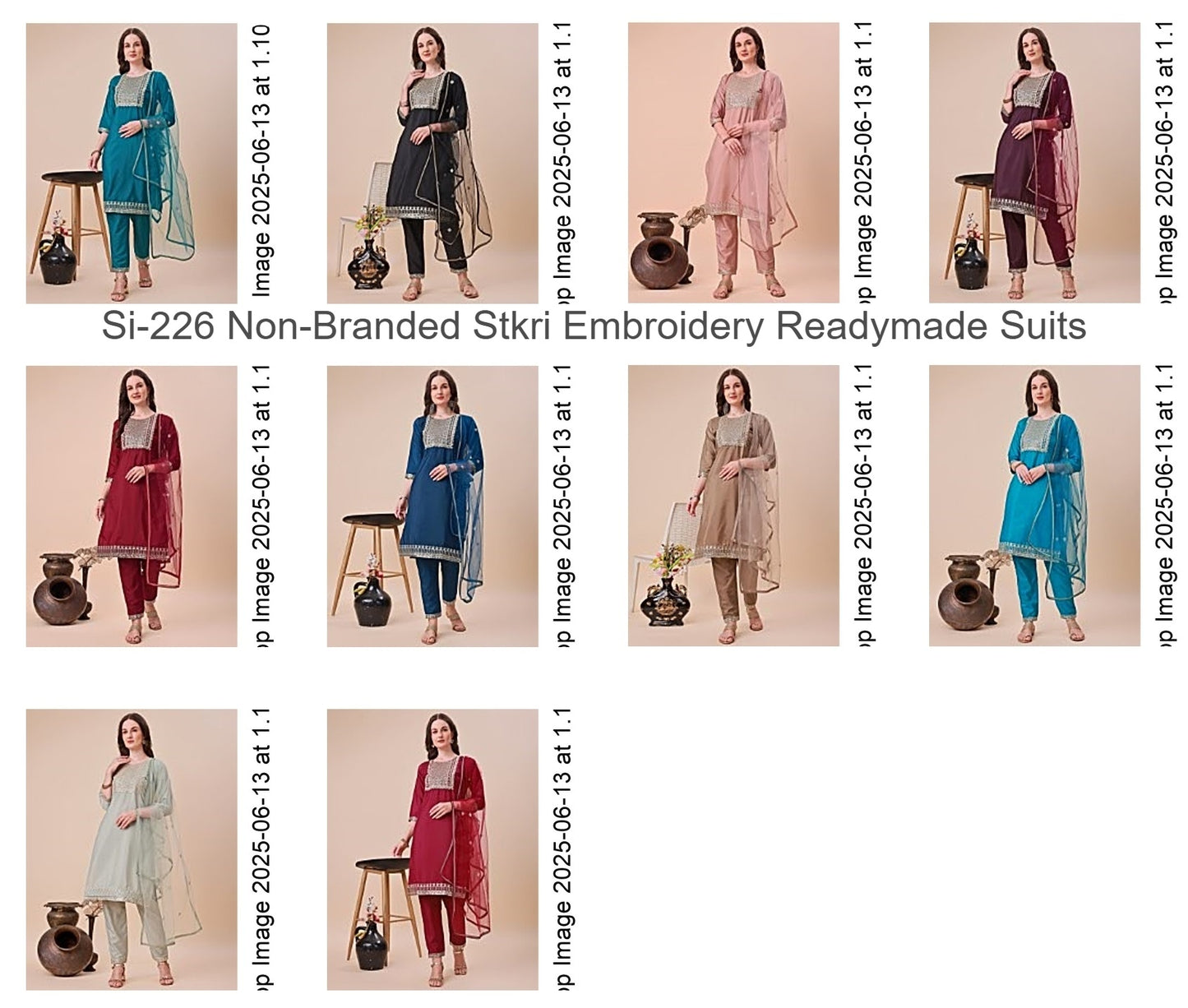 Si-226 Non-Branded Stkri Embroidery Readymade Suits