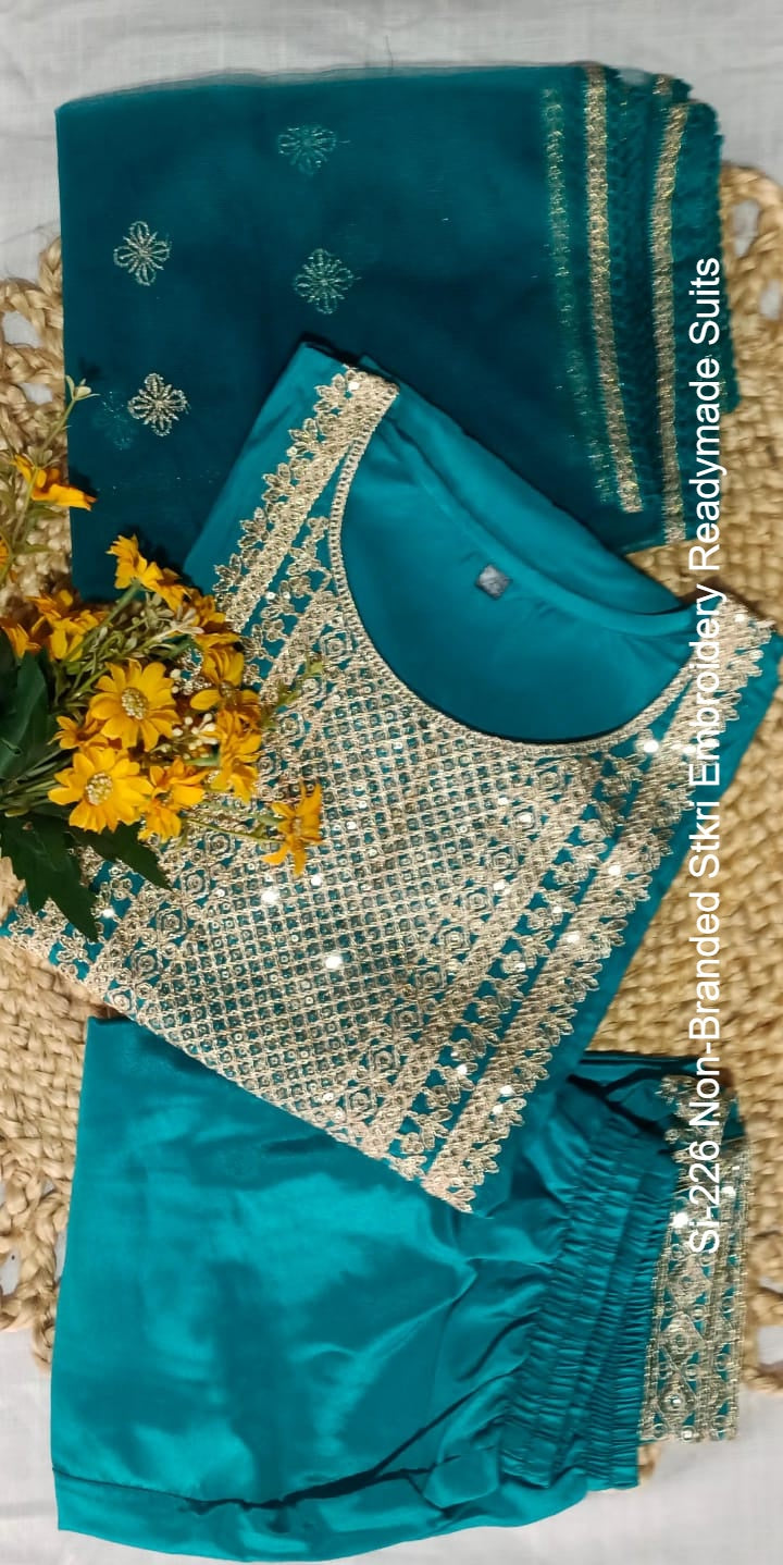 Si-226 Non-Branded Stkri Embroidery Readymade Suits
