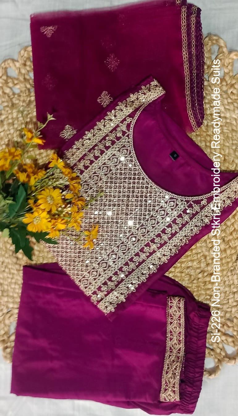 Si-226 Non-Branded Stkri Embroidery Readymade Suits
