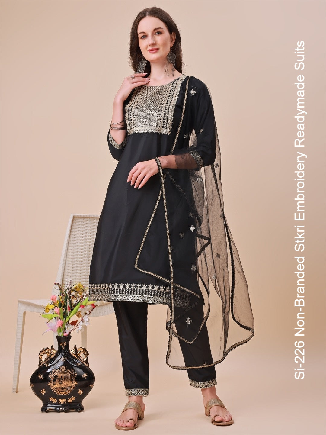Si-226 Non-Branded Stkri Embroidery Readymade Suits
