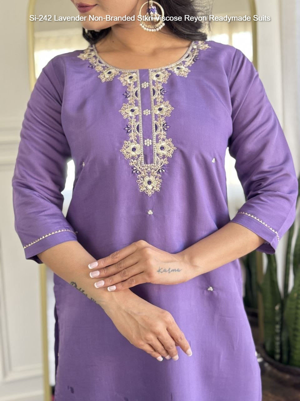 Si-242 Lavender Non-Branded Stkri Viscose Reyon Readymade Suits