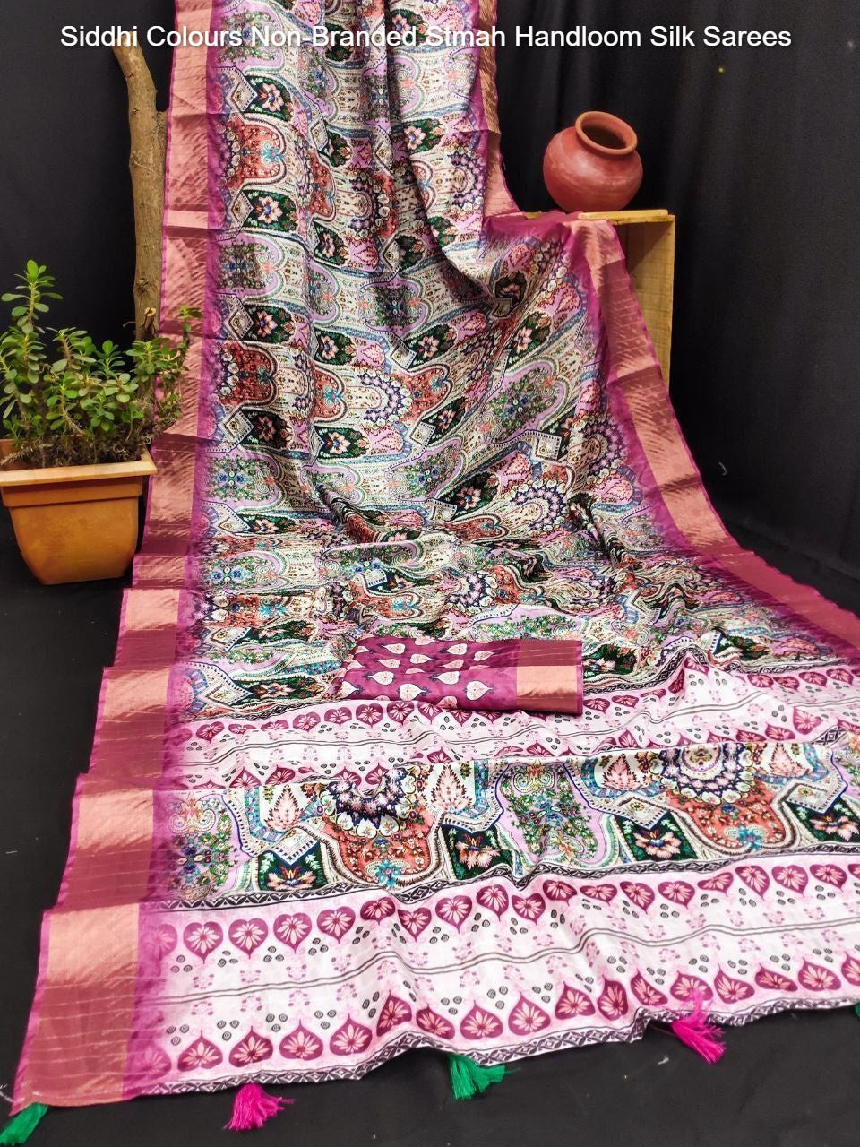 Siddhi Colours Non-Branded Stmah Handloom Silk Sarees