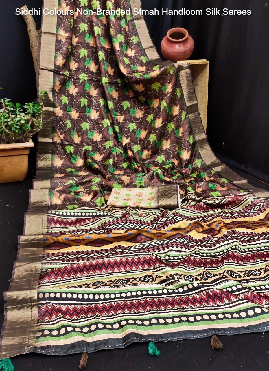 Siddhi Colours Non-Branded Stmah Handloom Silk Sarees