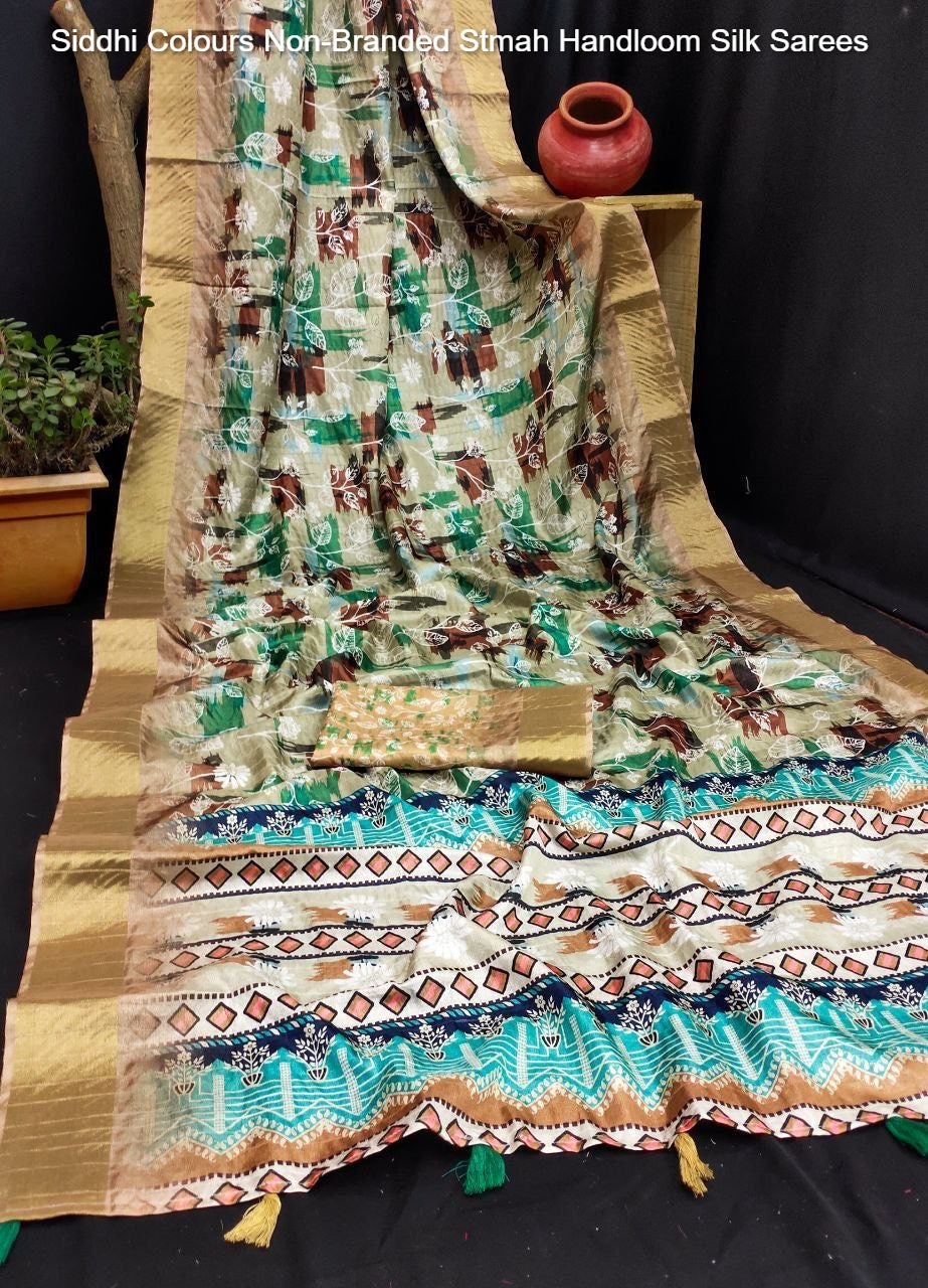 Siddhi Colours Non-Branded Stmah Handloom Silk Sarees