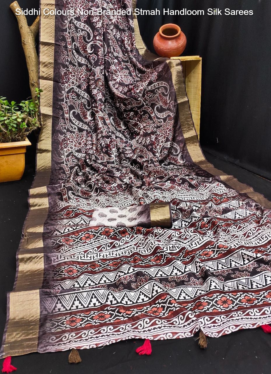 Siddhi Colours Non-Branded Stmah Handloom Silk Sarees