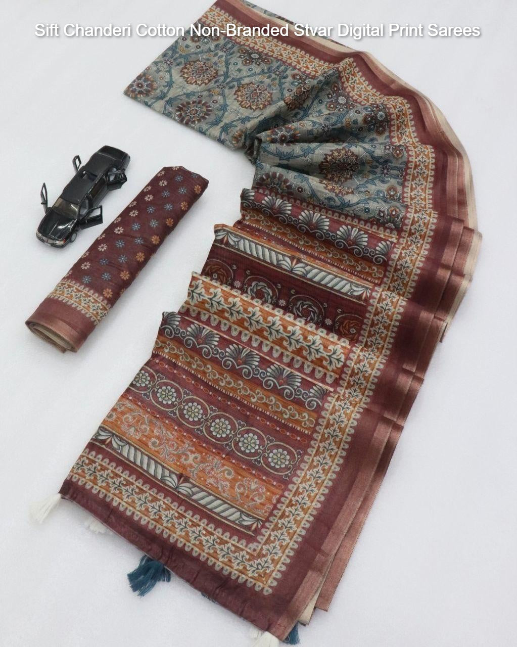 Sift Chanderi Cotton Non-Branded Stvar Digital Print Sarees