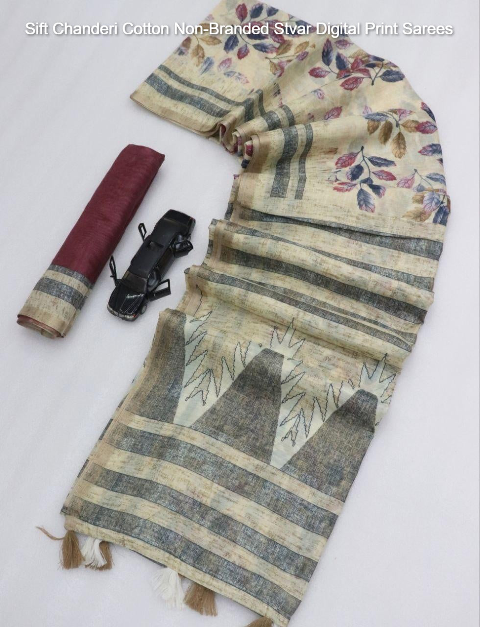 Sift Chanderi Cotton Non-Branded Stvar Digital Print Sarees