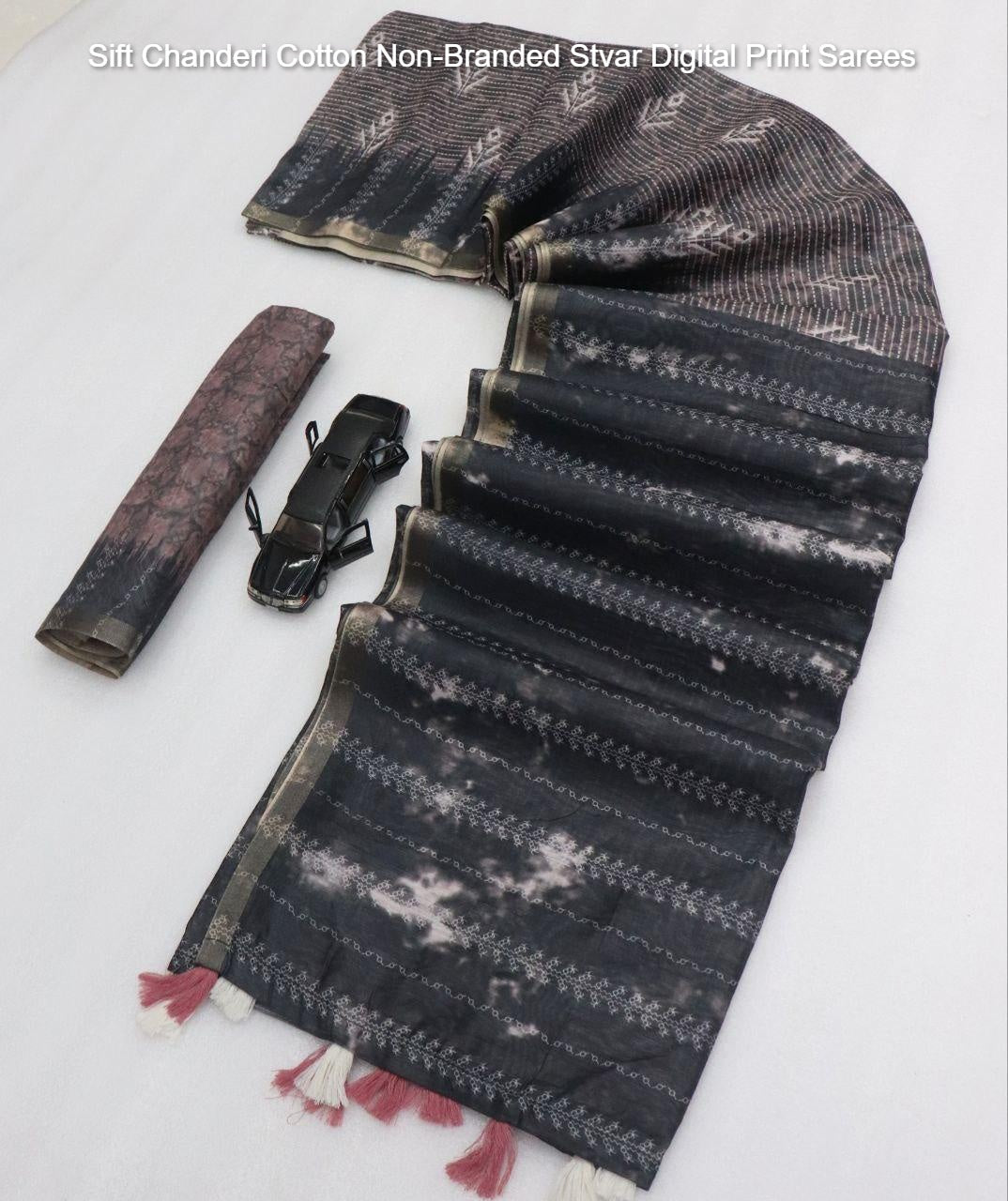 Sift Chanderi Cotton Non-Branded Stvar Digital Print Sarees