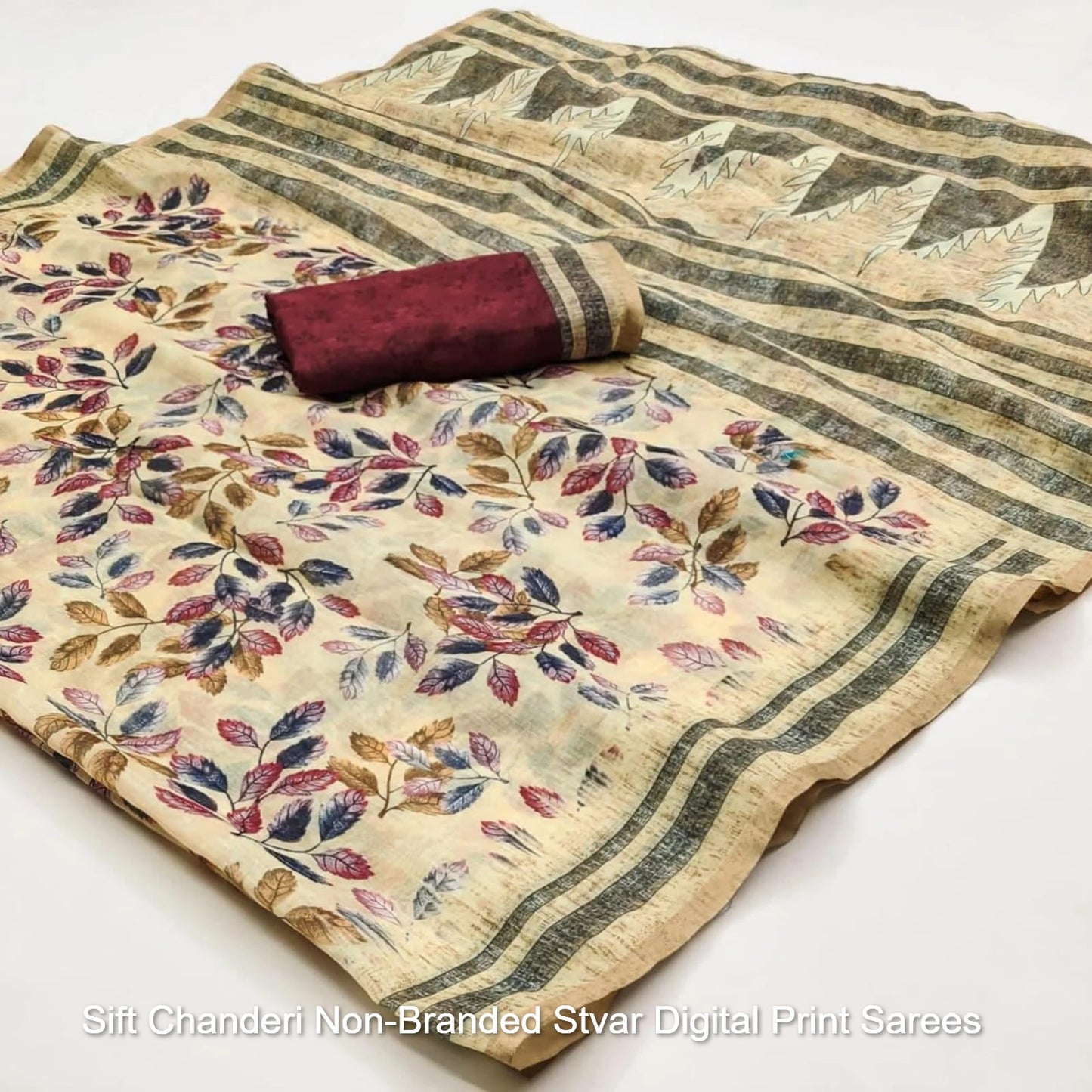 Sift Chanderi Non-Branded Stvar Digital Print Sarees