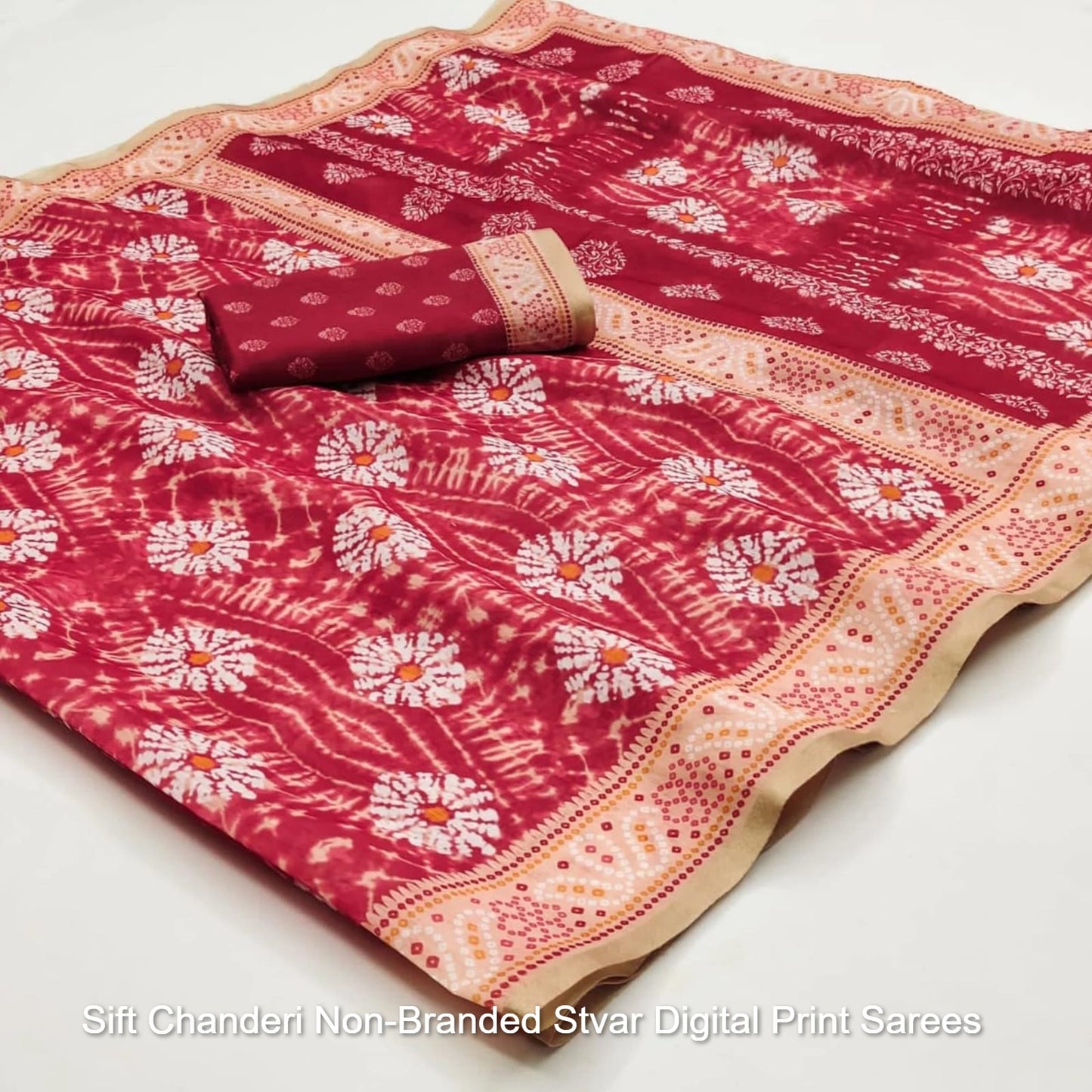 Sift Chanderi Non-Branded Stvar Digital Print Sarees