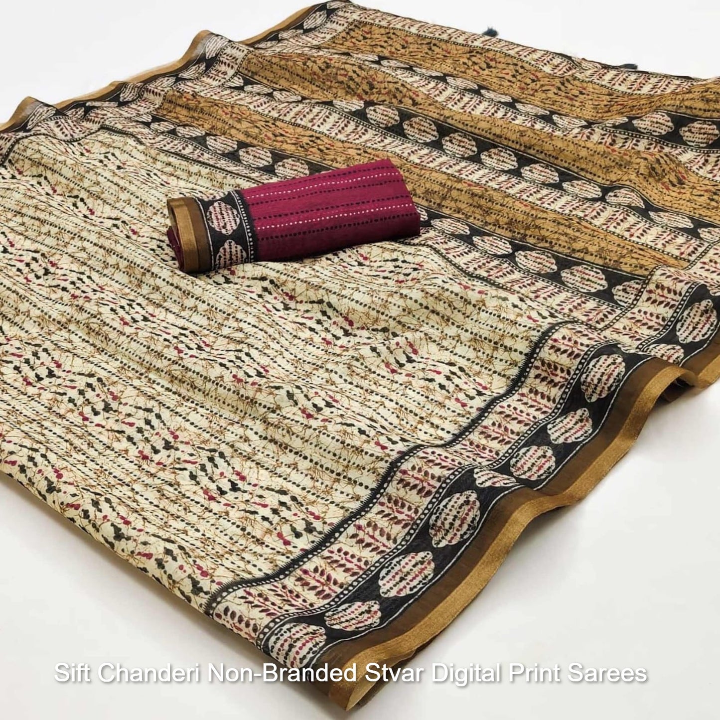 Sift Chanderi Non-Branded Stvar Digital Print Sarees
