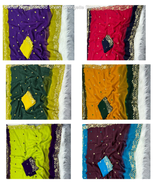 Sikhar Non-Branded Stvan Georgette Sarees