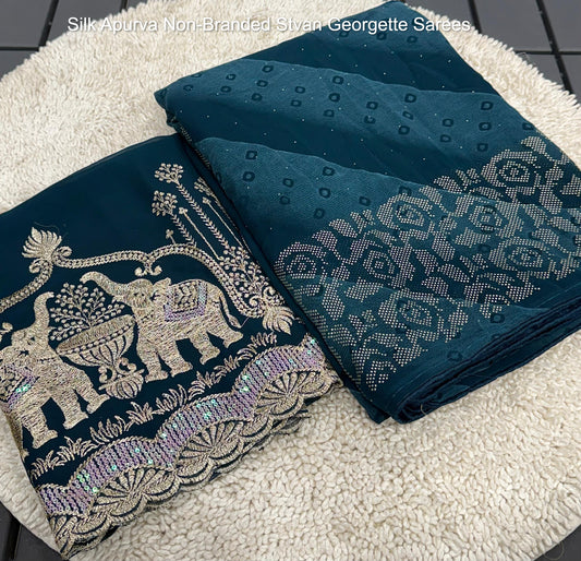Silk Apurva Non-Branded Stvan Georgette Sarees
