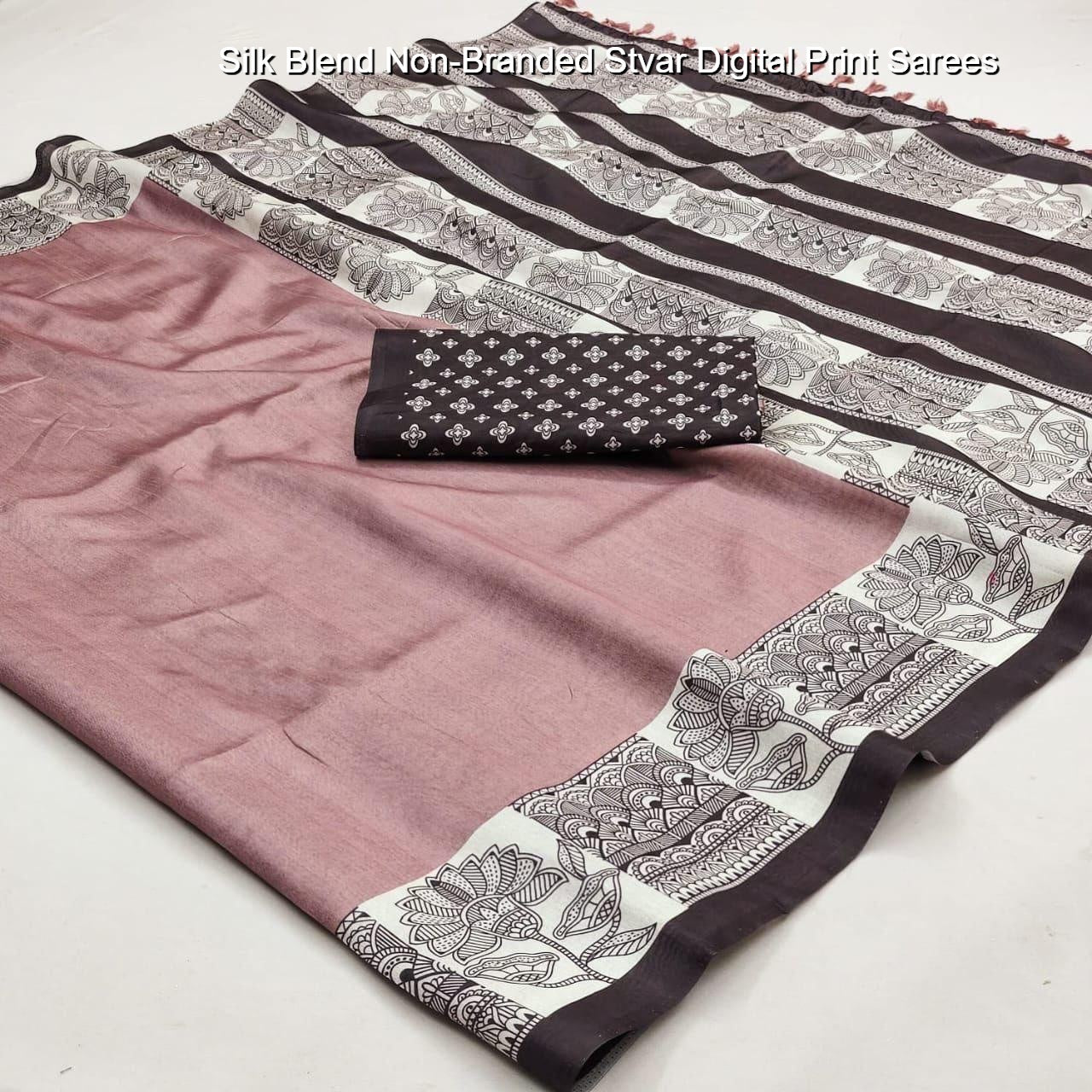 Silk Blend Non-Branded Stvar Digital Print Sarees