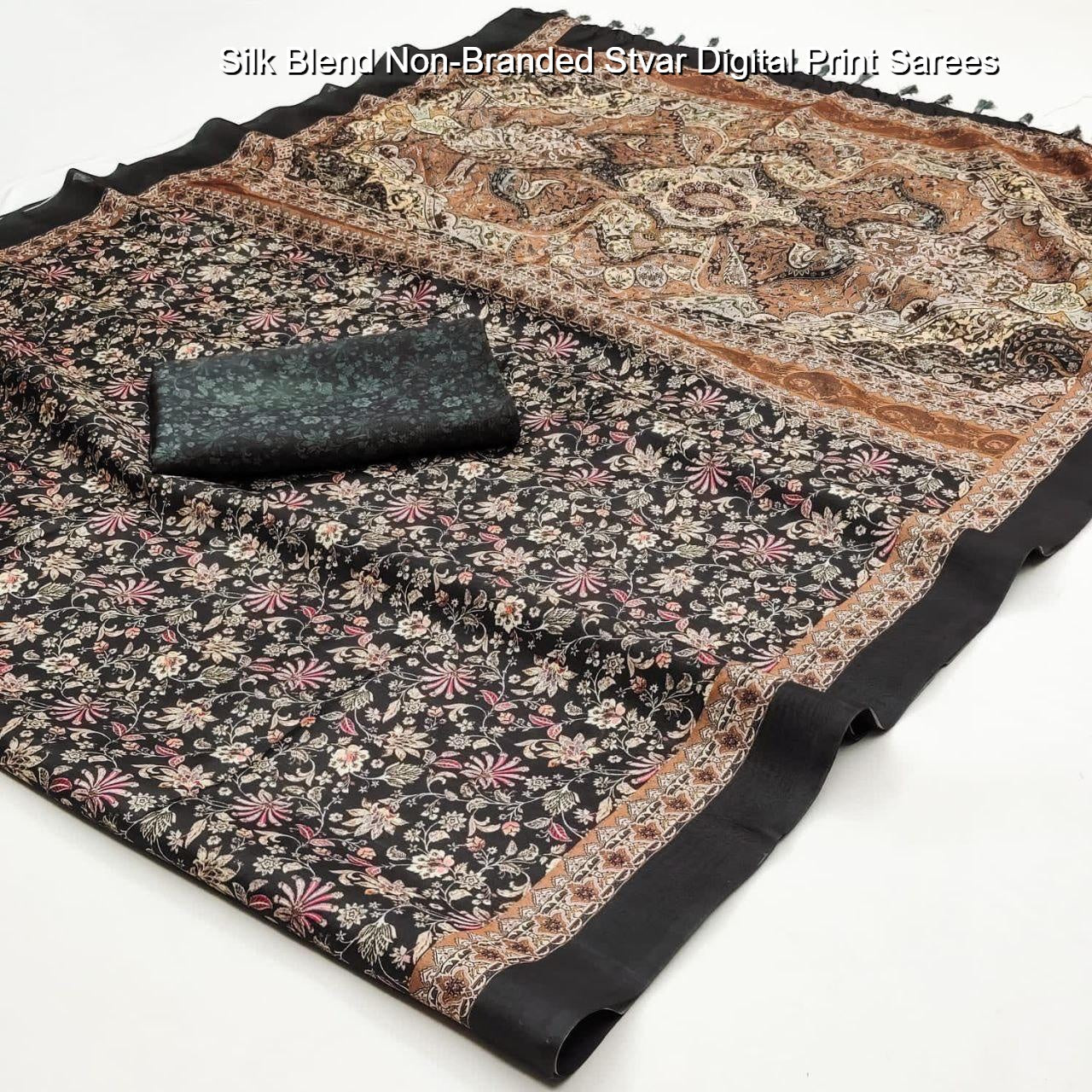 Silk Blend Non-Branded Stvar Digital Print Sarees