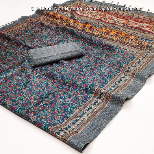 Silk Blend Non-Branded Stvar Digital Print Sarees