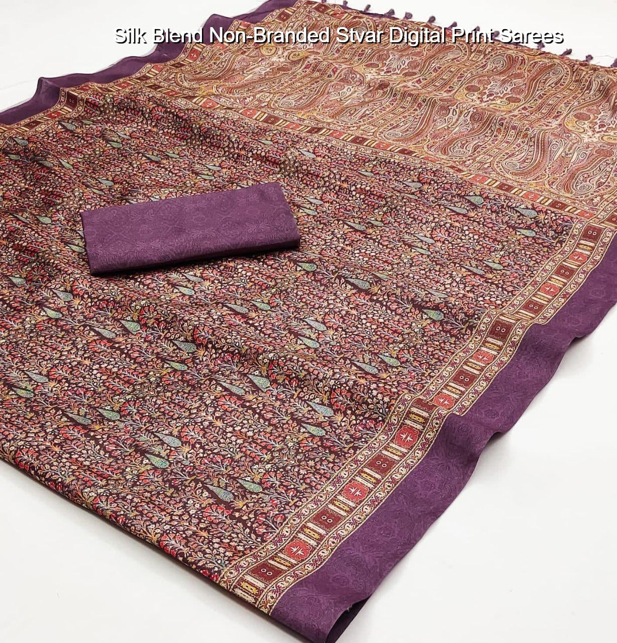 Silk Blend Non-Branded Stvar Digital Print Sarees