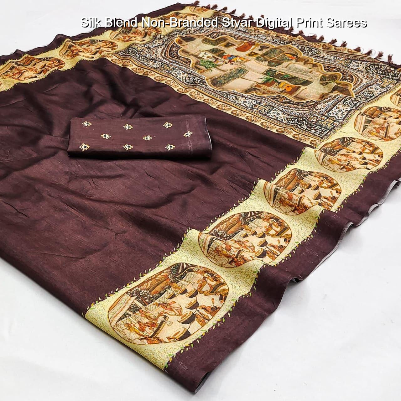 Silk Blend Non-Branded Stvar Digital Print Sarees