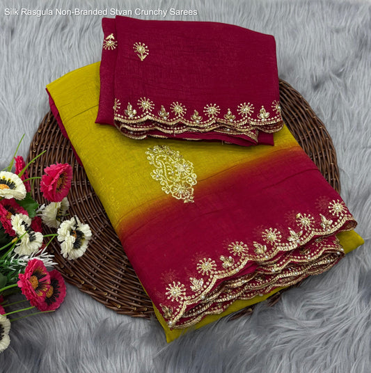 Silk Rasgula Non-Branded Stvan Crunchy Sarees
