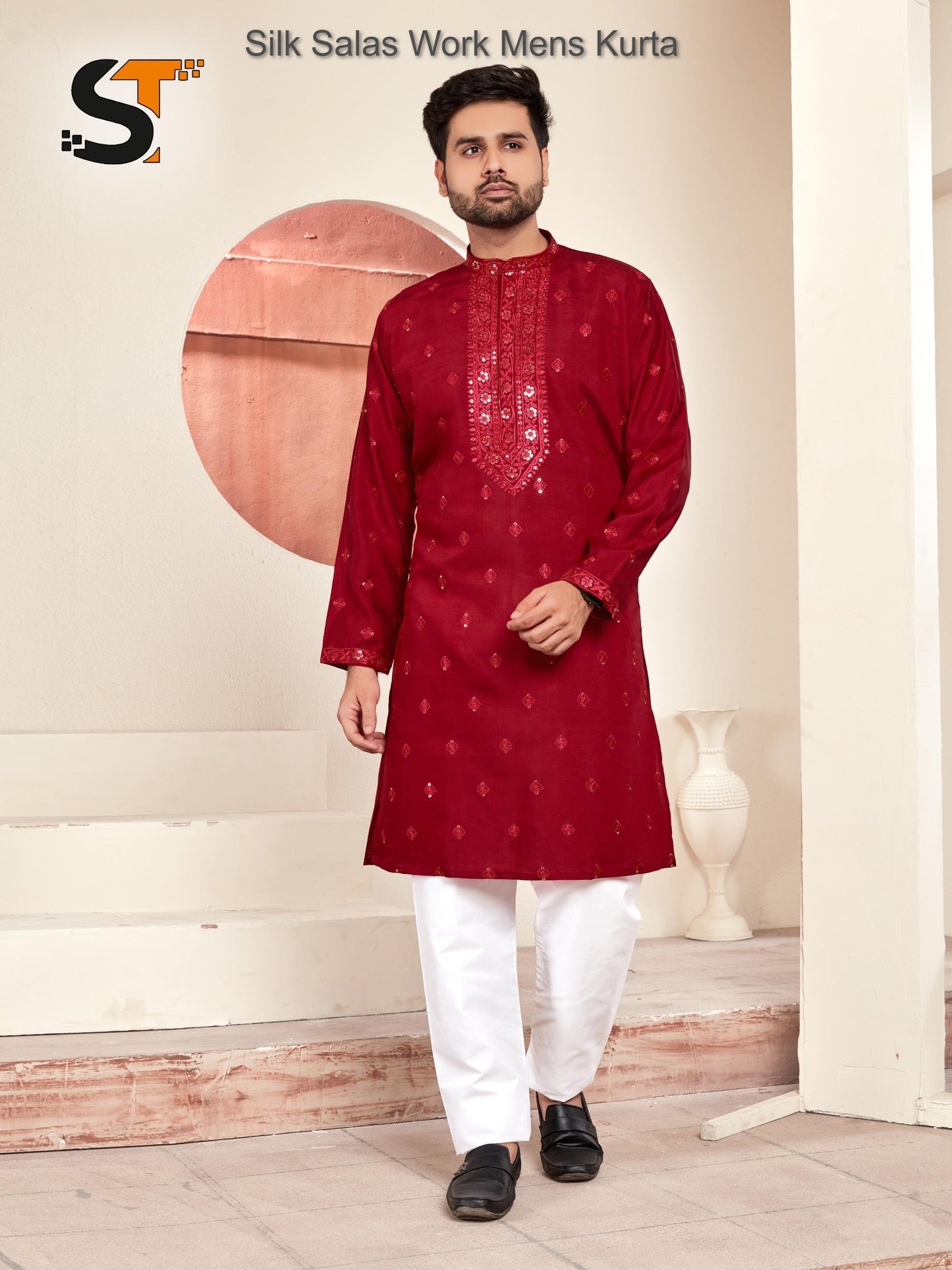 Silk Salas Work Mens Kurta