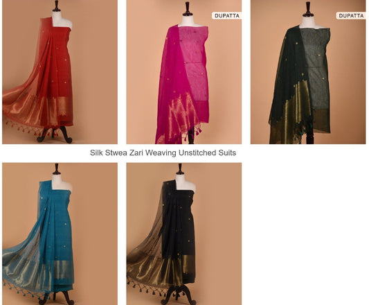 Silk Stwea Zari Weaving Unstitched Suits