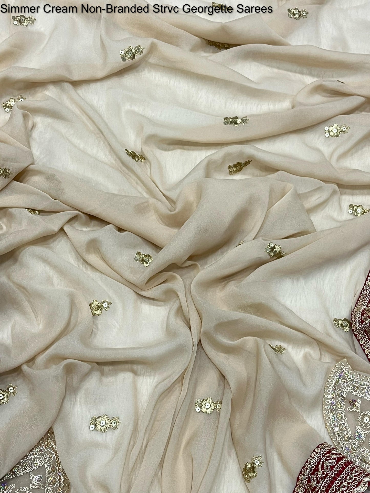 Simmer Cream Non-Branded Strvc Georgette Sarees