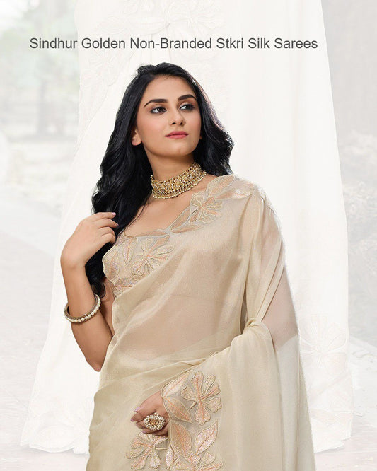 Sindhur Golden Non-Branded Stkri Silk Sarees
