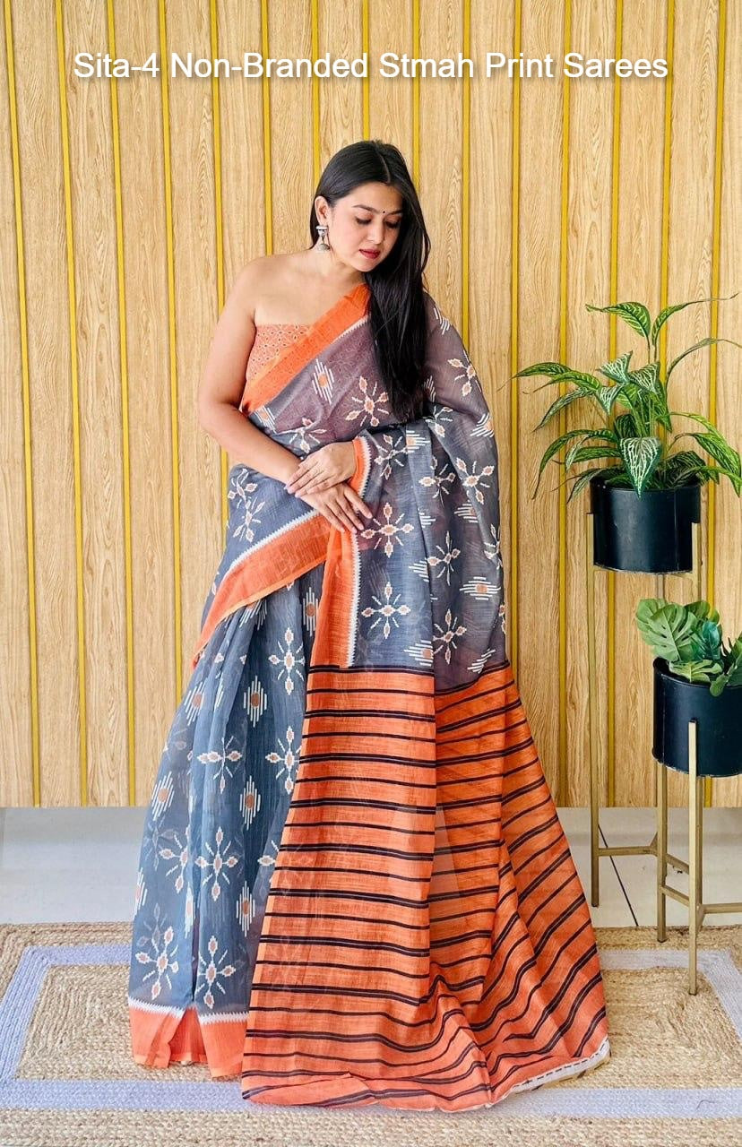 Sita-4 Non-Branded Stmah Print Sarees