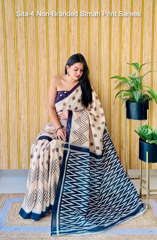 Sita-4 Non-Branded Stmah Print Sarees