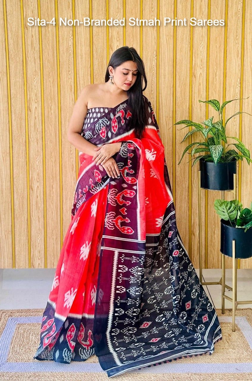 Sita-4 Non-Branded Stmah Print Sarees