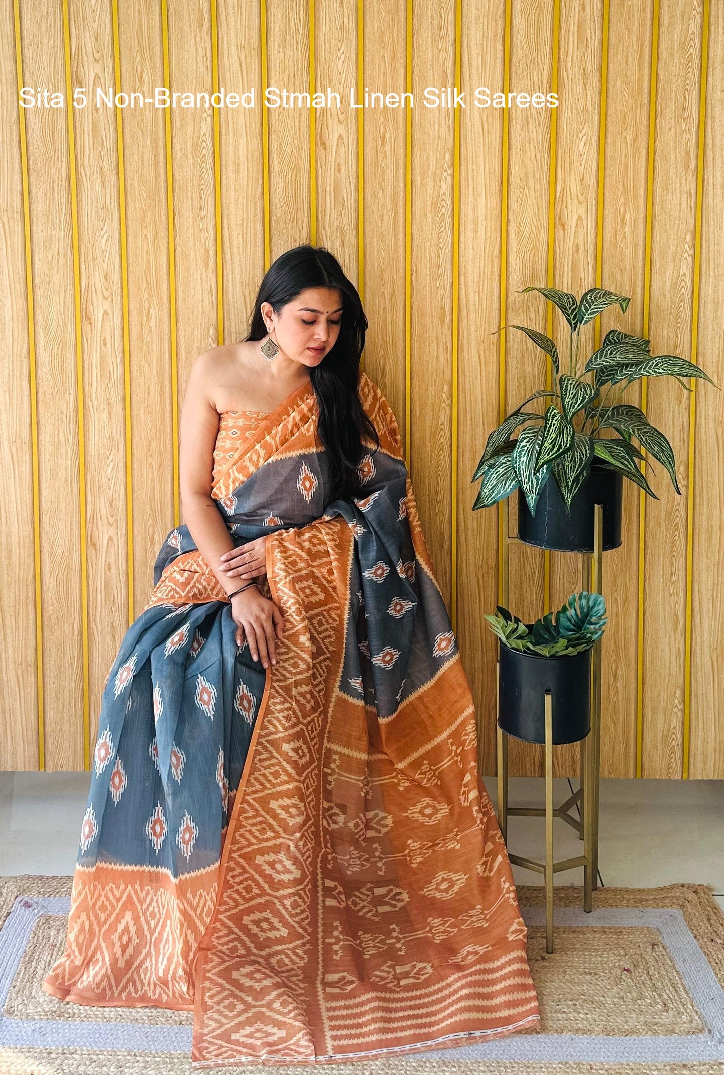 Sita 5 Non-Branded Stmah Linen Silk Sarees